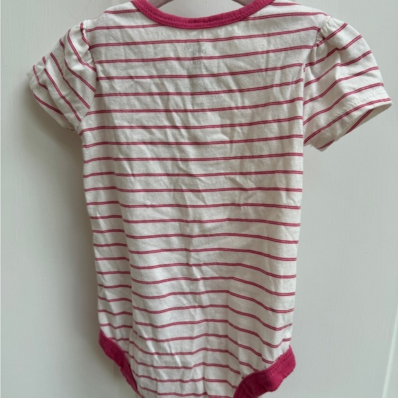 Disney Baby Okie Dokie 12M Girls Pink Striped Mini Mouse Short Sleeve Onesie - Picture 4 of 4